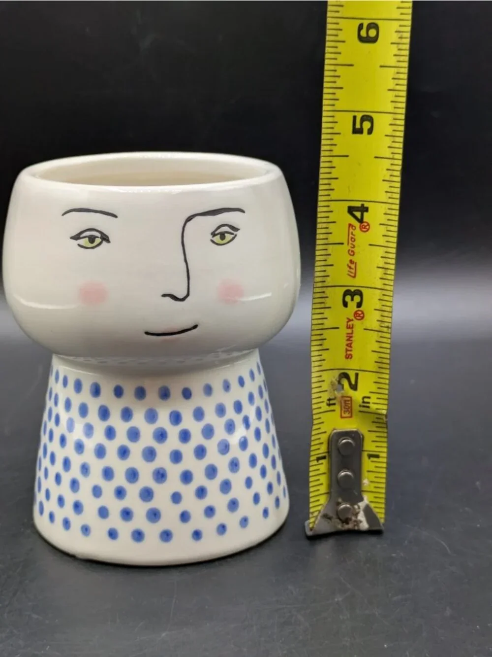 Opalhouse Face Vase Planter Ceramic Blue Polka Dots Succulant 4.5